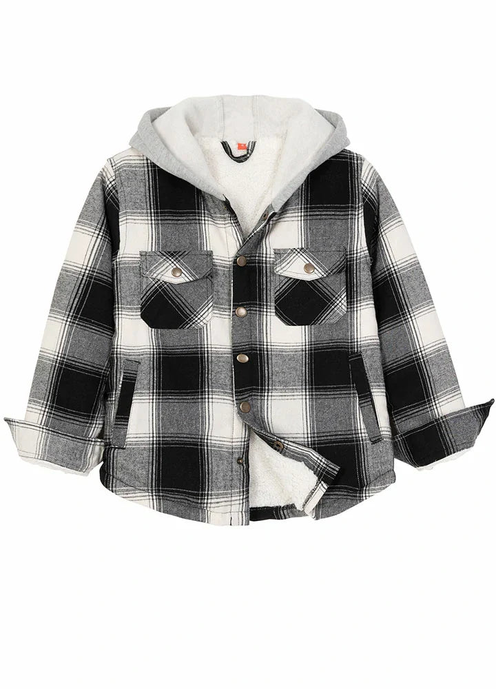 Kids Matching Family Black White Plaid Flannel Shirt-0