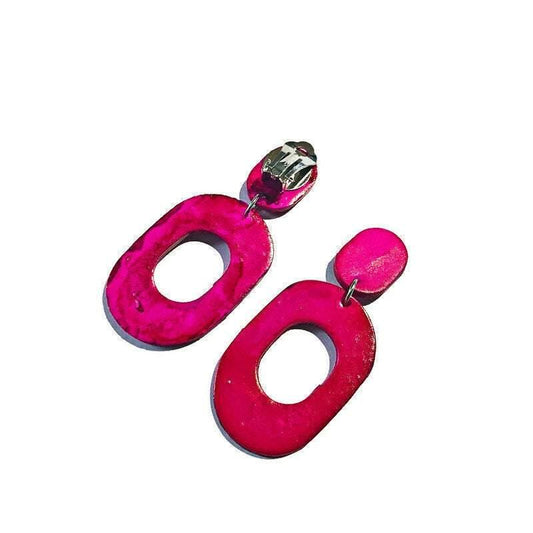 Large Purple Hand Painted Earrings Handmade from Clay- "Pam"-10