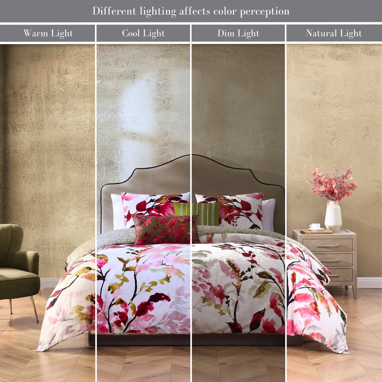 Bebejan Leaves on Linen 5 Piece Reversible Comforter Set-2