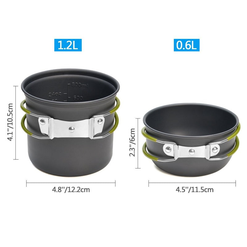 Camping Cookware Mess Kit with Mini Stove,Lightweight Pot Tank Bracket-2