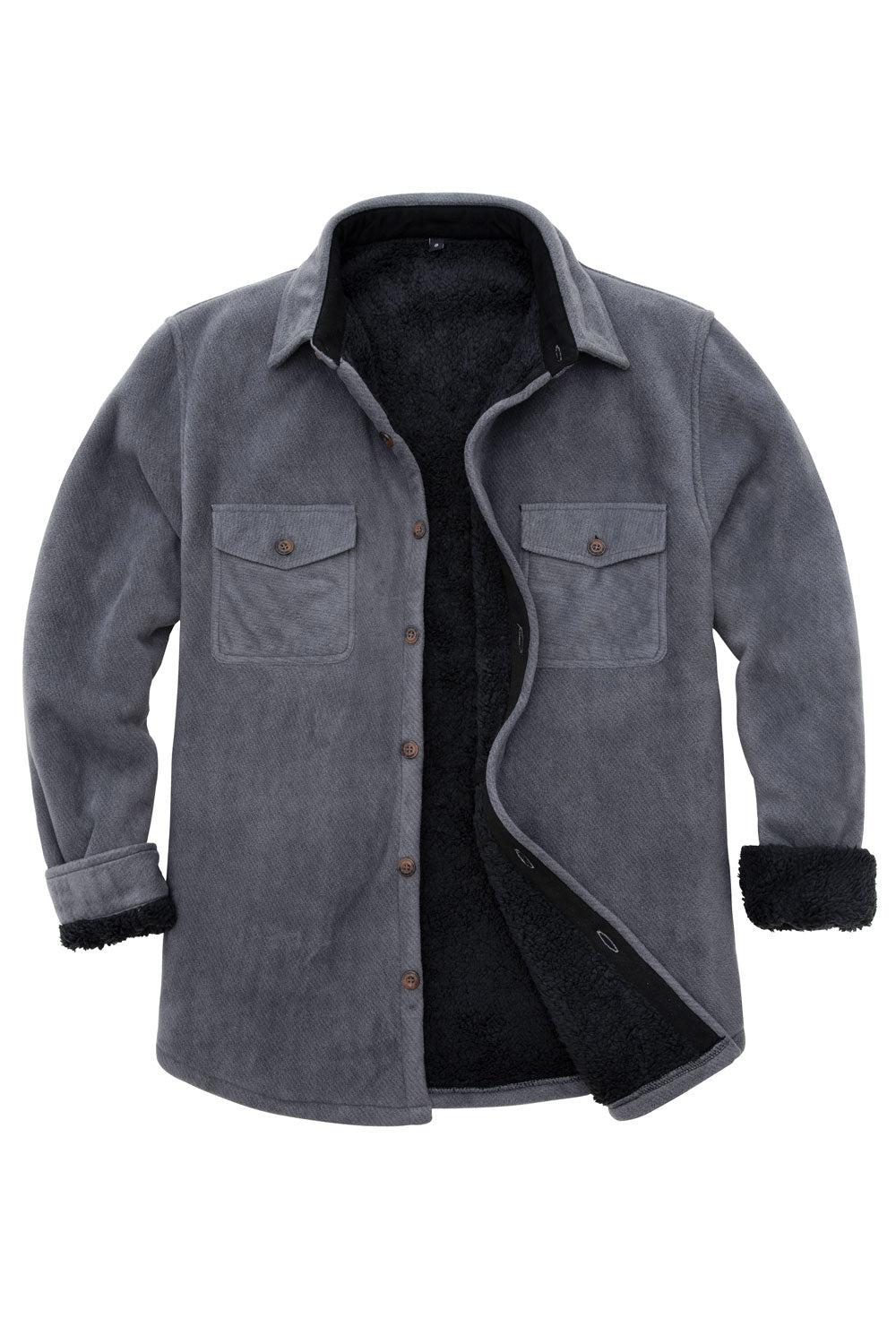 Men's Warm Sherpa Lined Fleece Shirt Jacket-5