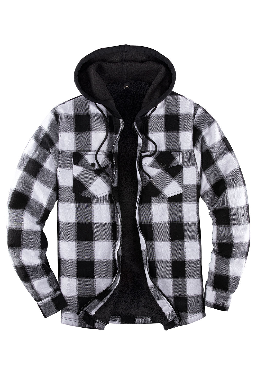 Men's Matching Family Black White Plaid Zip Up Hooded Jacket-0