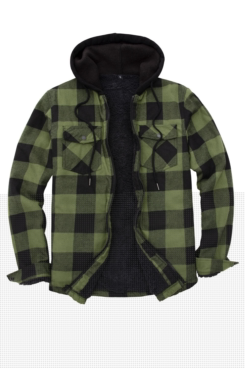 Men's Sherpa Lined Flannel Shirt Jacket with Hood,Plaid Shirt-Jac-19