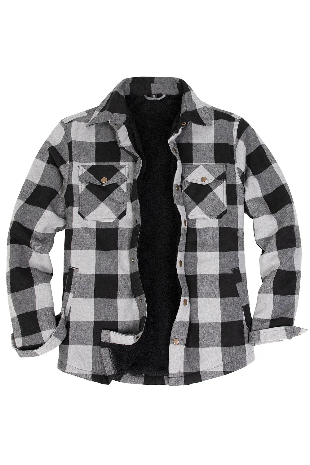 Men's Snap Front Flannel Shirt Jacket, Sherpa-Lined Plaid Shacket-9