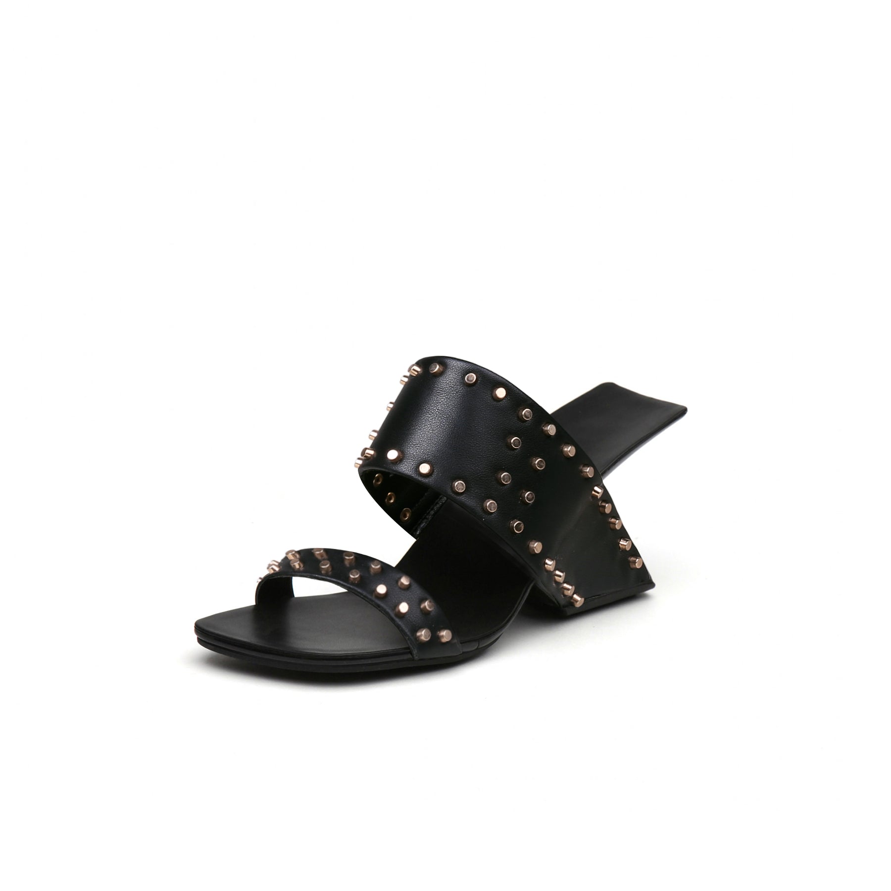 Edgy Metal Embellished Heel-Less Mules-1