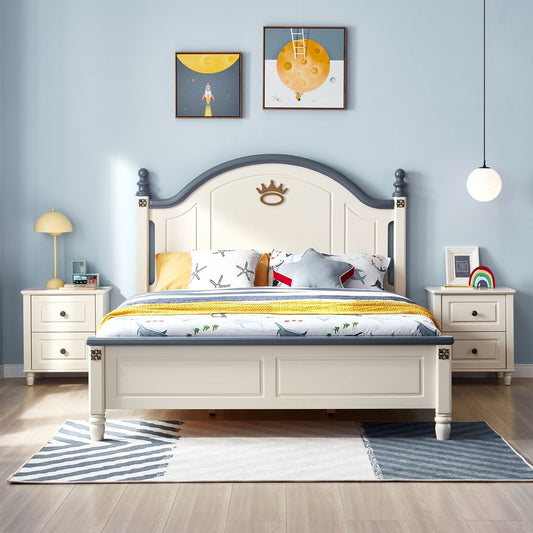 Modern Minimalist Navy Boy Bed with Mattress-0