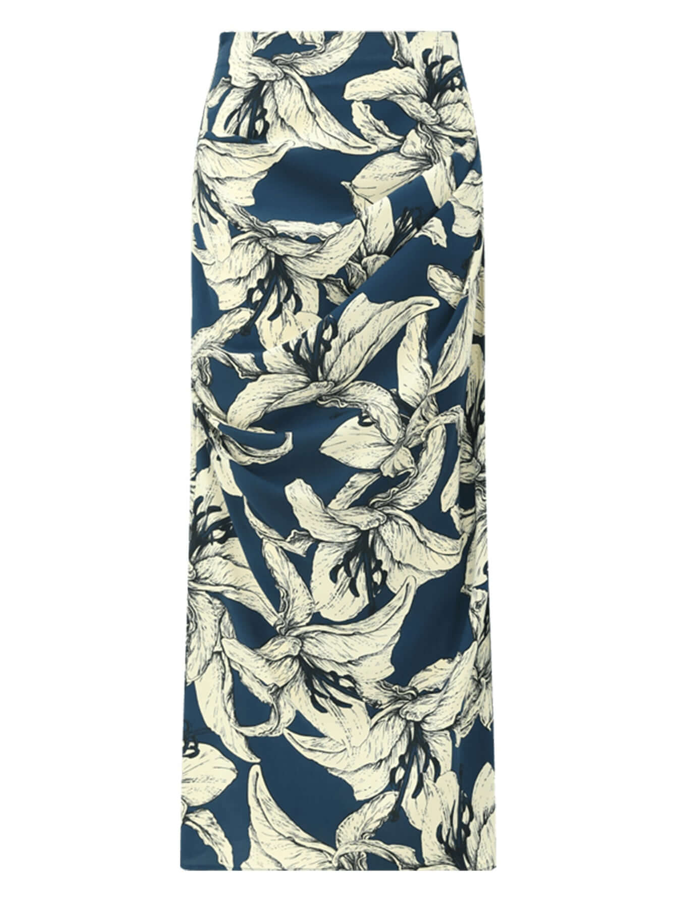 Night Lily Shirring Navy Chiffon Wrap Skirt-3