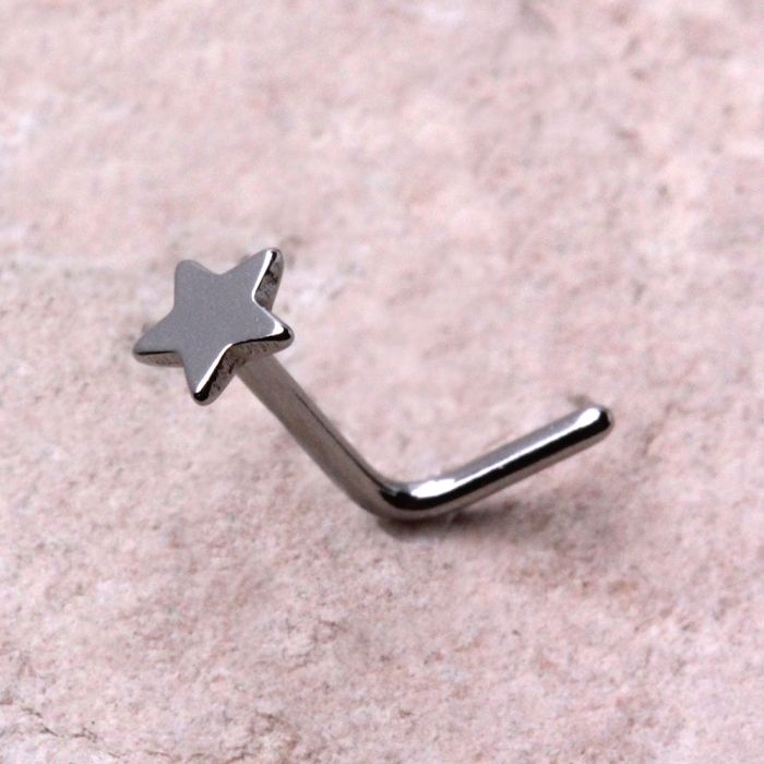 316L Stainless Steel Star L Bend Nose Ring-1