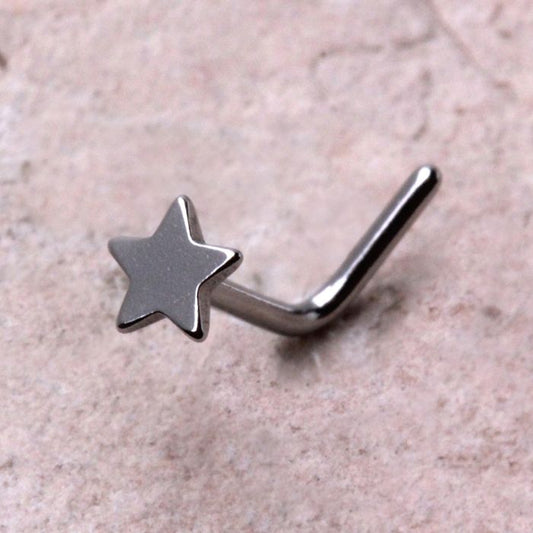 316L Stainless Steel Star L Bend Nose Ring-0