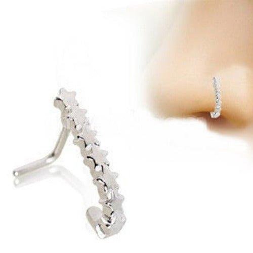 316L Stainless Steel Star L Bend Half Nose Hoop-0