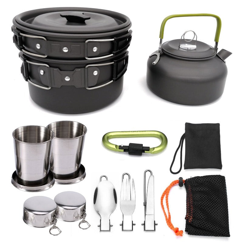 2-3 person Camping Cooking  Ware Sets Pots Pans Picnic-0