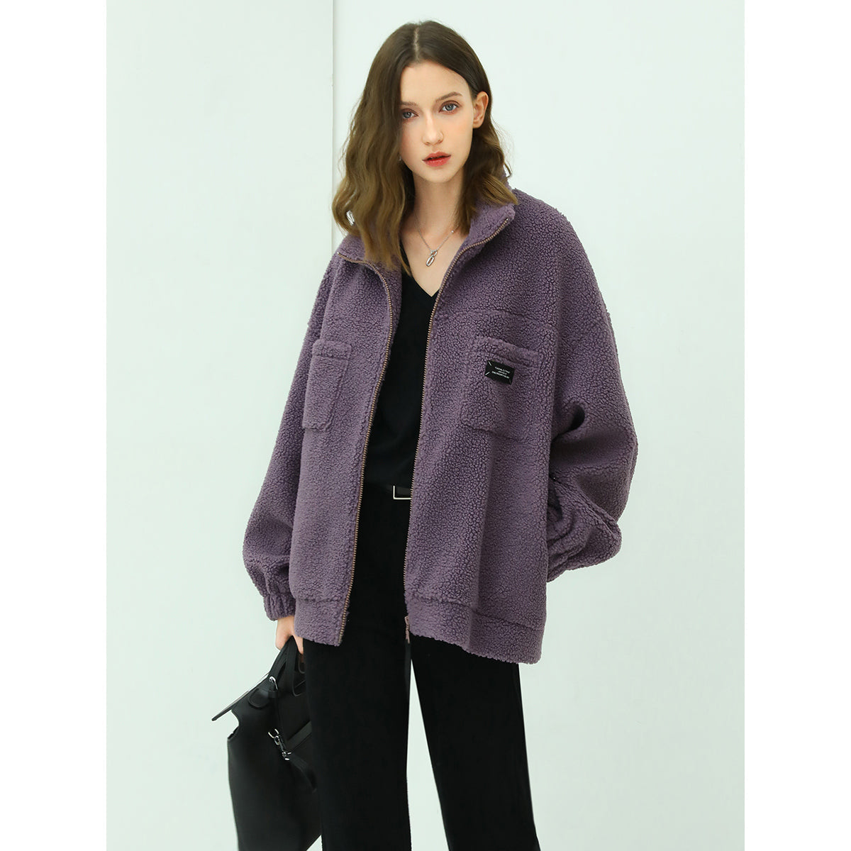 Oversized Lavender Fleece Jacket-1