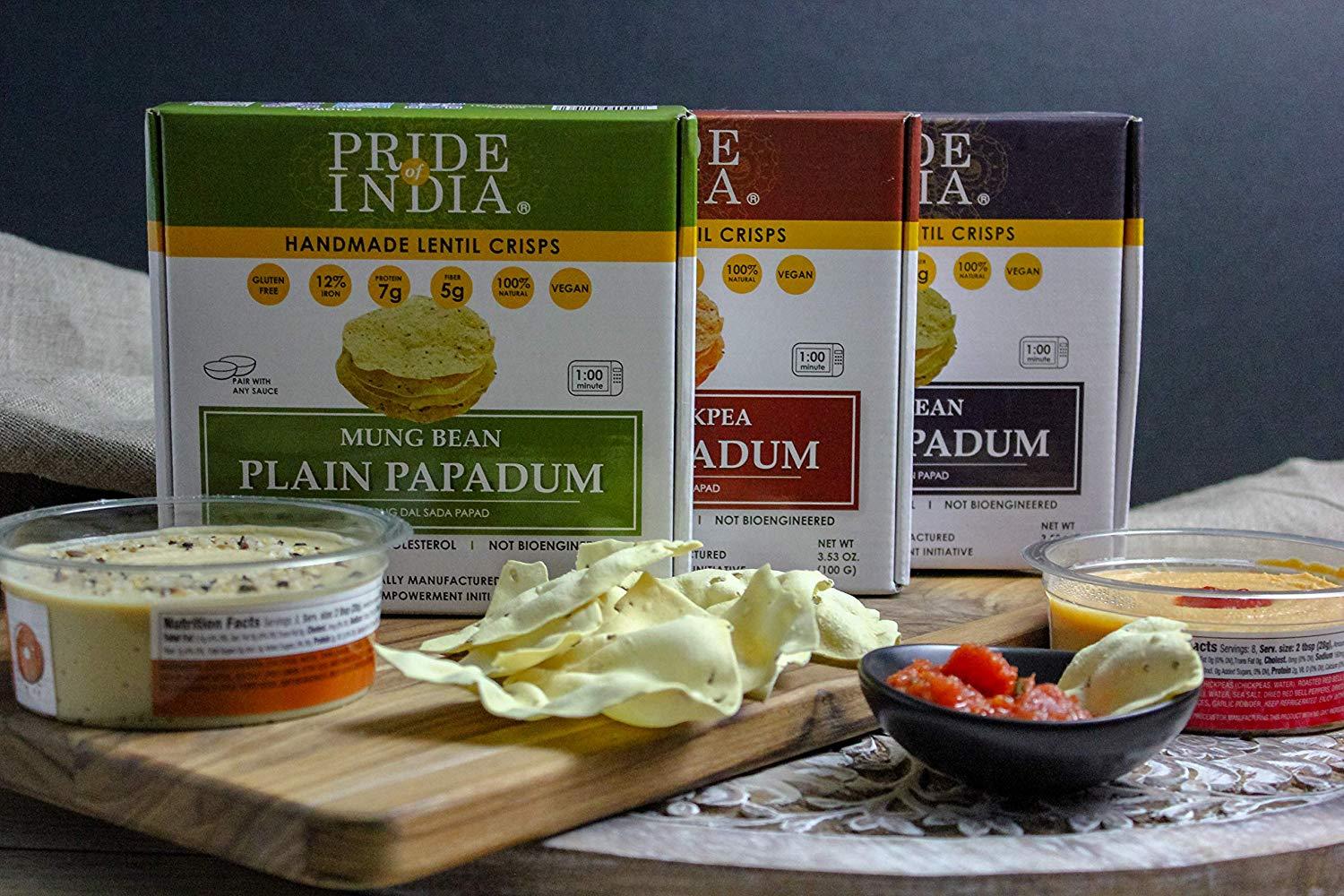 Assorted Papadum Lentil Crisps - Plain, Salty & Spicy-2