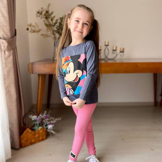 Vibrant Girls' Cotton Leggings Set-0