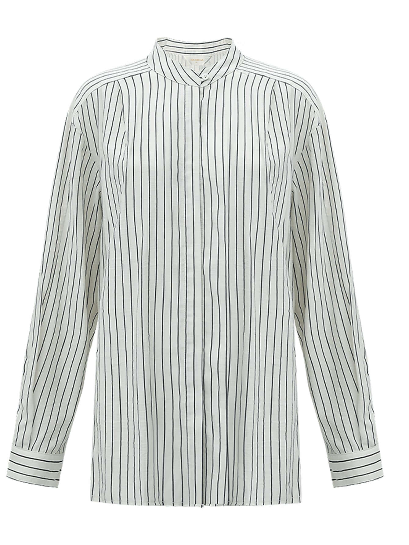 Pin Tuck Stripe Collared Long Sleeve Shirt-3