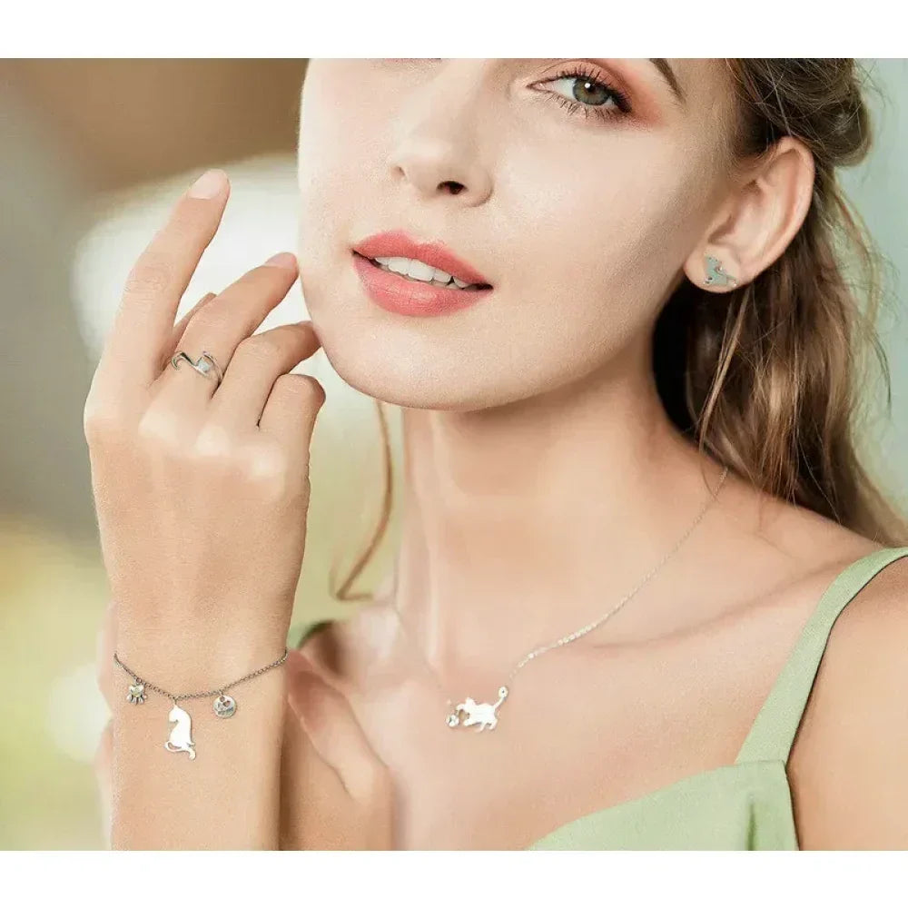 Playful Feline: Adjustable Sterling Silver Cat Ring With Long Tail