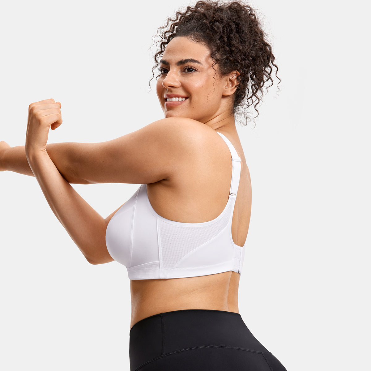 Plus Size High Support Full Coverage Padded White Wireless Bra-1