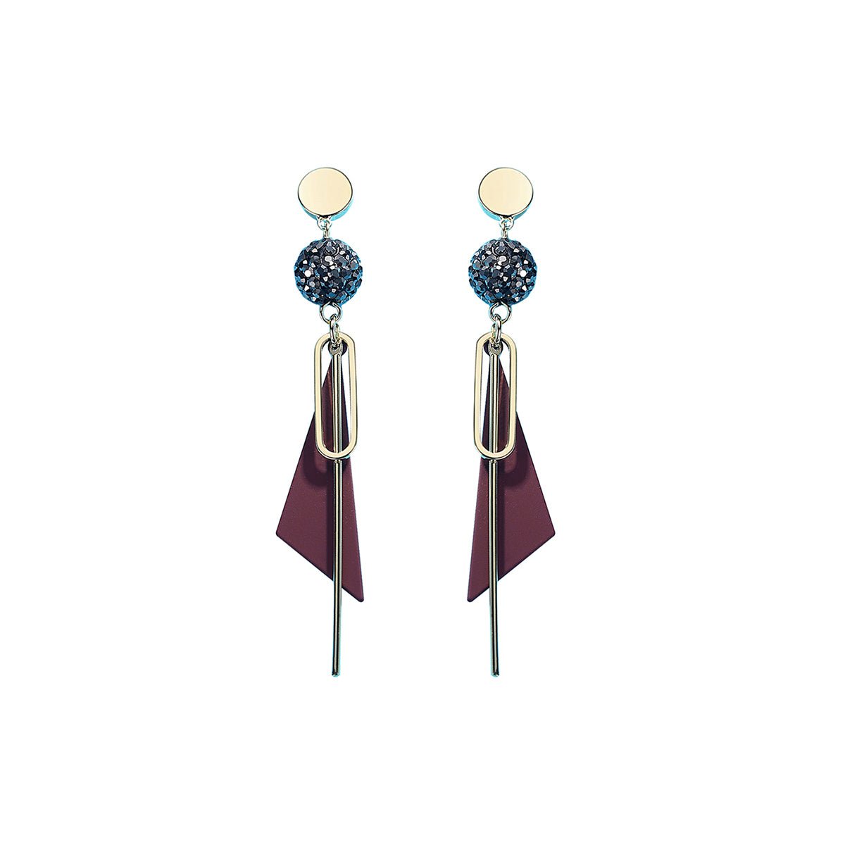 Pop Char Asymmetri Maroon Earrings-0