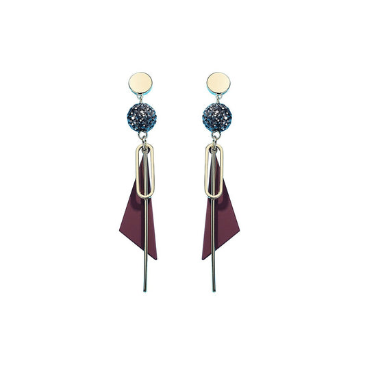 Pop Char Asymmetri Maroon Earrings-0