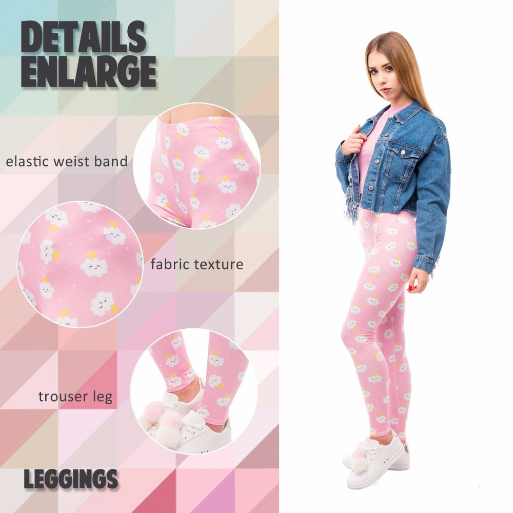 Women High Waist Legging Rincess Cloud Printing Fitness Leggings Fashion Elegant Woman Pants-2