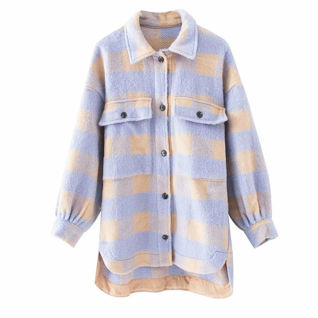 Toppies vintage lattice long jacekt coat women  shirt jacket oversized plus size women jacket-0