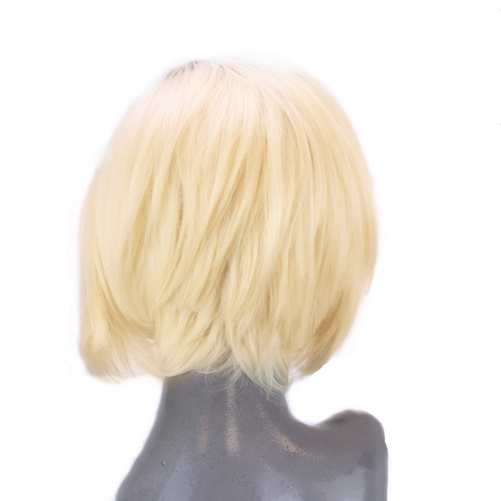Short Straight Hair Synthetic Blonde Side Part Lace Front Wig  Heat Resistant Cosplay Wigs For black Women-3