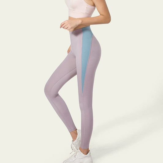 Patchwork Seamless Yoga Pants Fashion High Elastics Hips Lifting Leggings Workout Push Up Running Sports Pants Women Clothing-0