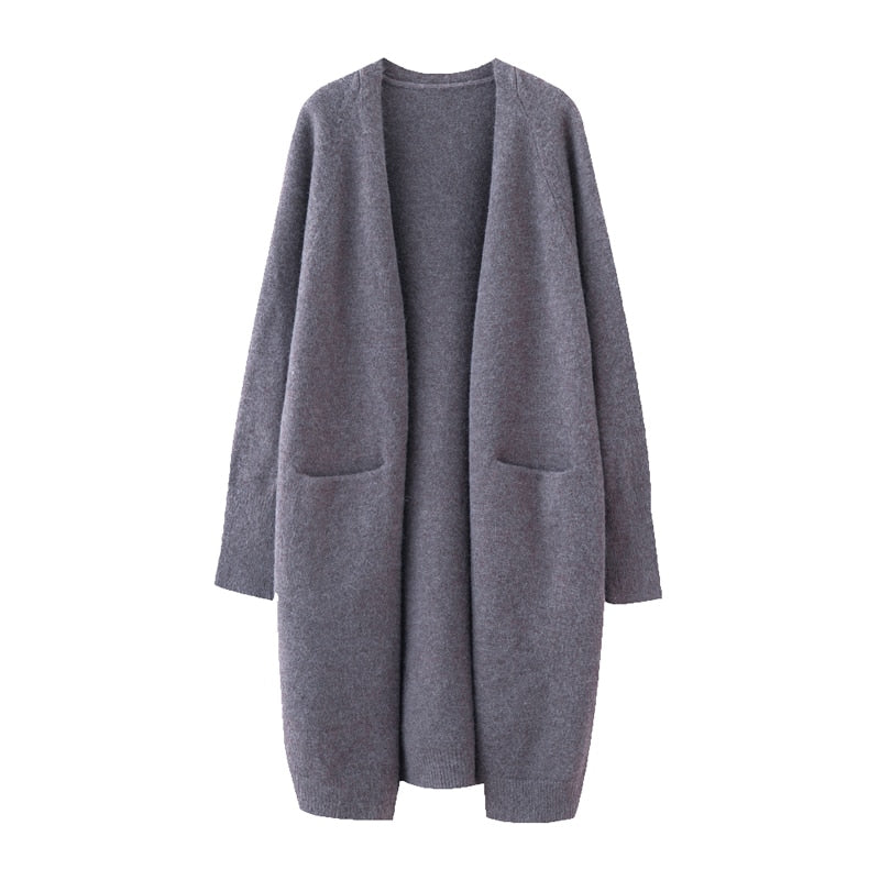 Lazy V-neck Oversize Long Sweater Cardigans Jacket Coat New Women Sweater Korea Cardigan Jacket Coat Outwear TOP-0