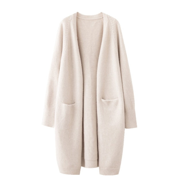 Lazy V-neck Oversize Long Sweater Cardigans Jacket Coat New Women Sweater Korea Cardigan Jacket Coat Outwear TOP-4