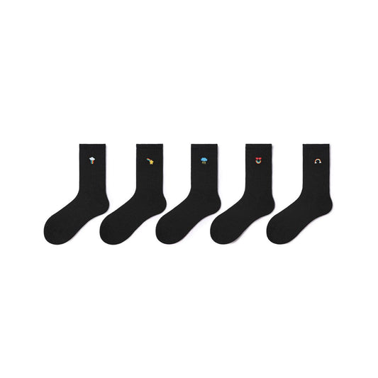 Rainbow All-season Women 5pcs Crew Socks Set-0