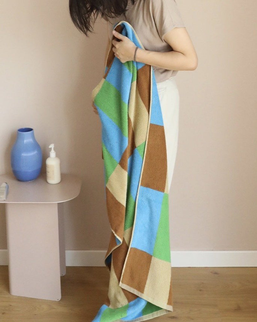 Rainbow Checkered Bath Towel, Soft 100% Organic Long-stapled Cotton-2