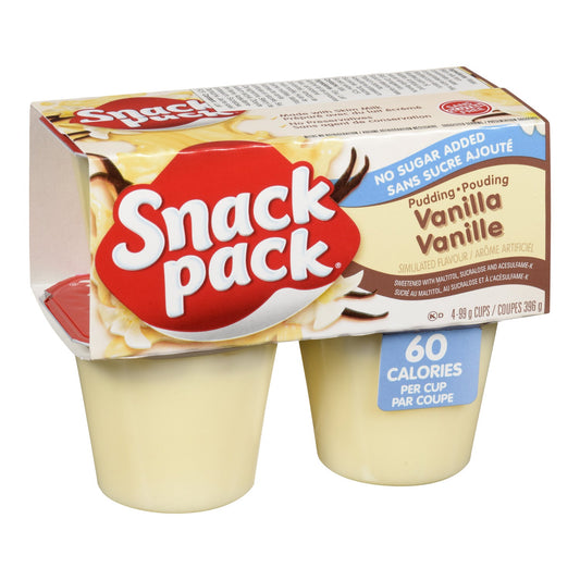 Pudding Vanilla No Sugar Added - 48 x 99 g - Snack Pack - Baking Mixes and Ingredients - Canadian Distribution-0