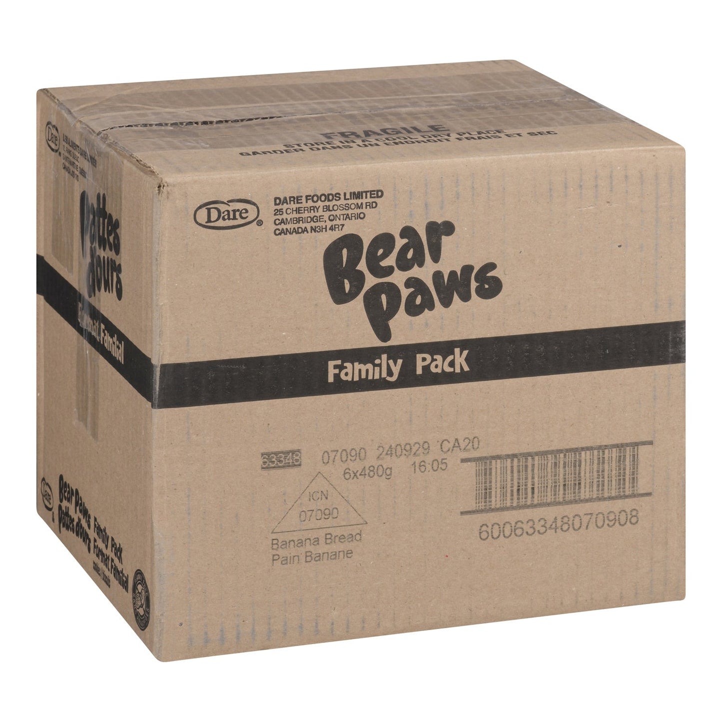 Cookie Banana Bread Bear Paws - 6 x 480 g - Dare - Restaurant and Foodservice Ingredients - Canadian Distribution-1