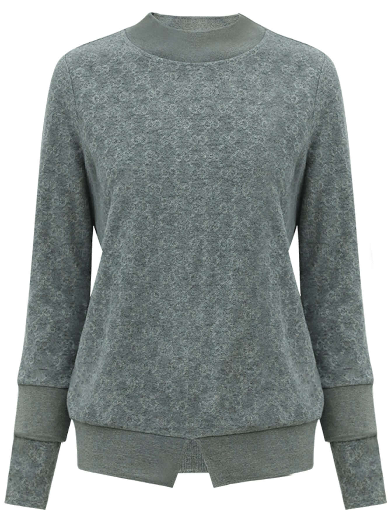 Round Neck Monogram Grey Two-Piece Knit Top-3