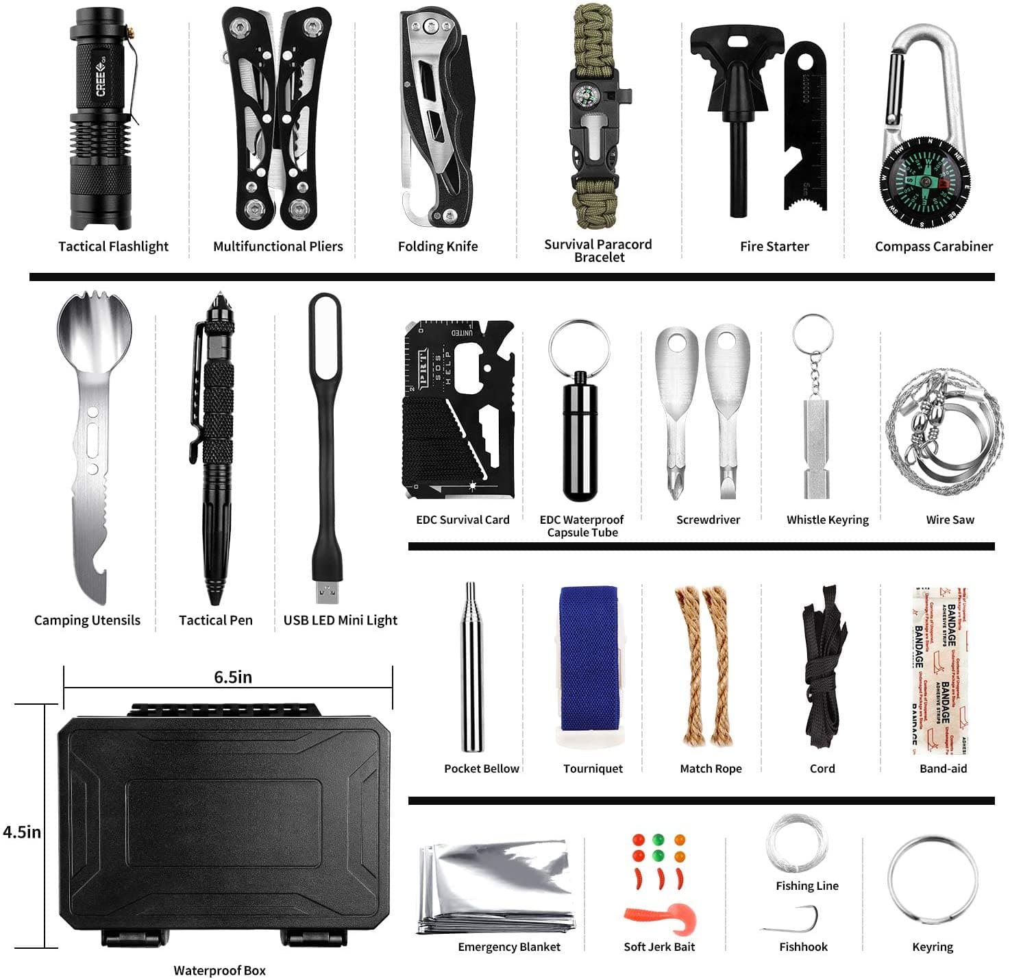 Military Outdoor 60 in 1 Emergency Survival Kit-1