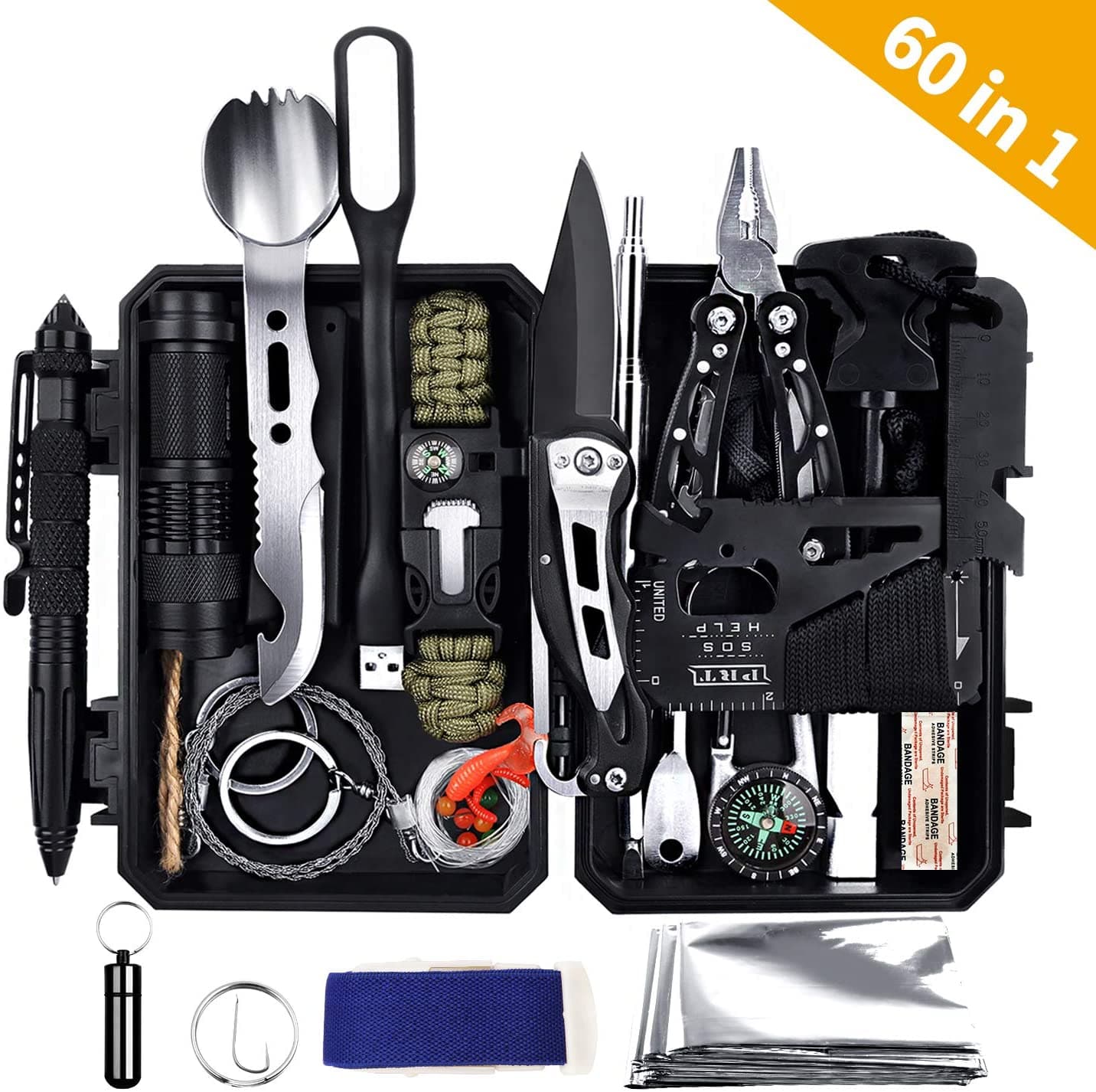 Military Outdoor 60 in 1 Emergency Survival Kit-2