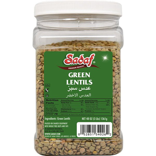 Sadaf Green Lentils | in Jar - 3 lbs-0