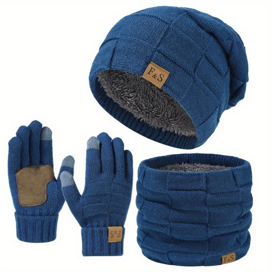 Winter Cashmere Hat Scarf Gloves Set-0