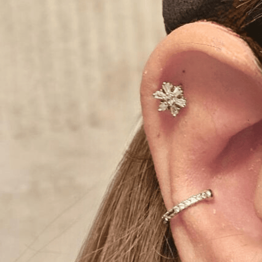 Snowflake Cartilage Earring / Christmas CZ Snowflake-0