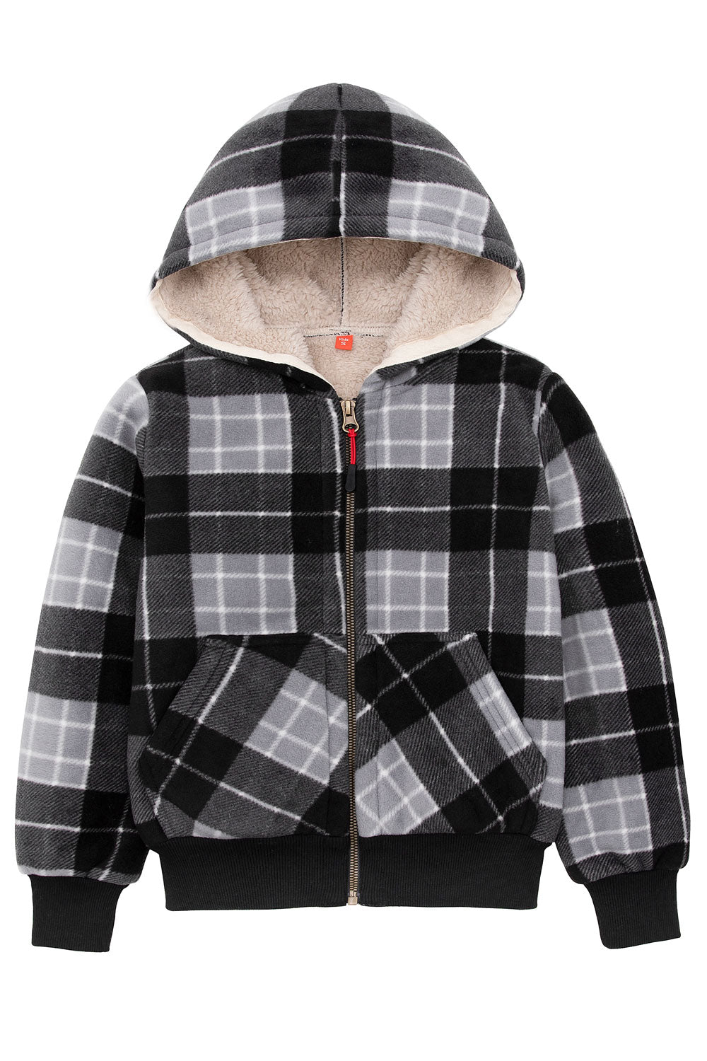 Kids Sherpa Lined Full Zip Hooded Plaid Sweatshirt Jac-9