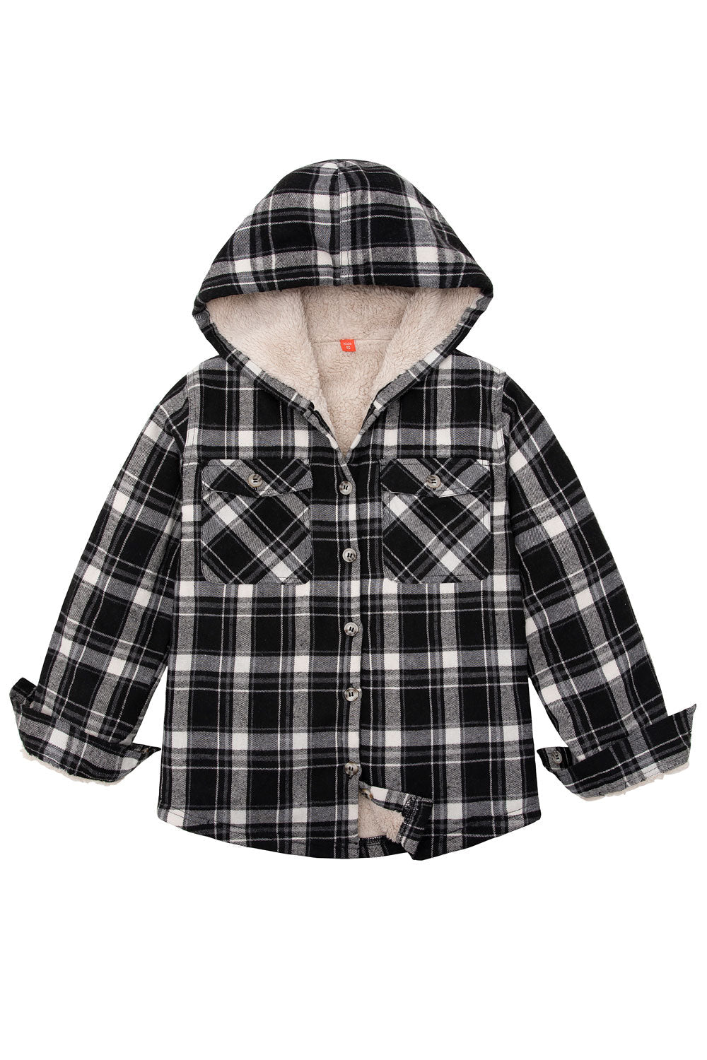 Girls Hooded Plaid Flannel Shirt Jacket,Sherpa Lined-14