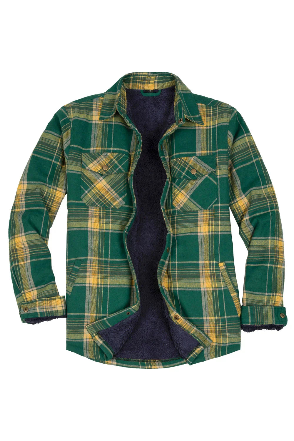 Men's Matching Family Snap Front Green Plaid Shacket-1