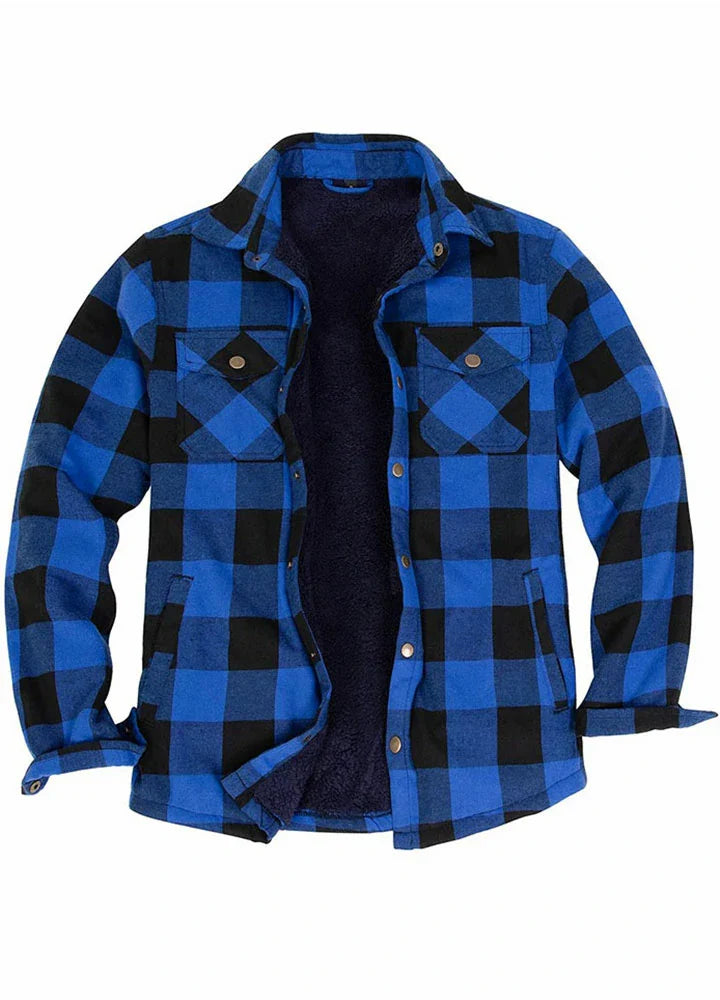 Men's Snap Front Flannel Shirt Jacket, Sherpa-Lined Plaid Shacket-8