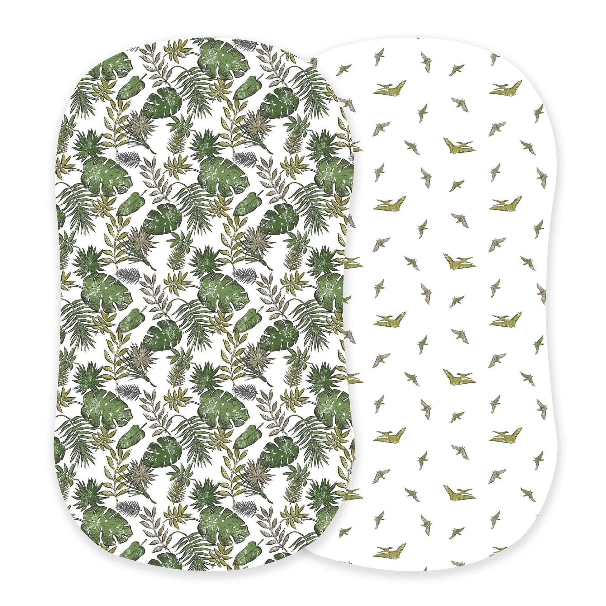 Tropical Forest and Pteranodon Cotton Changing Pad Cover/Bassinet Sheets-0