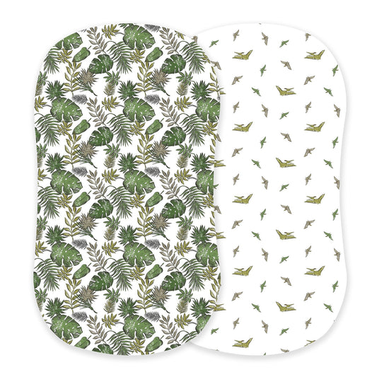 Tropical Forest and Pteranodon Cotton Changing Pad Cover/Bassinet Sheets-0