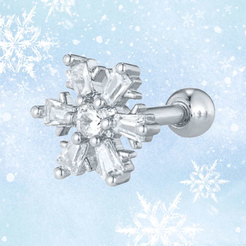 Snowflake Cartilage Earring / Christmas CZ Snowflake-1