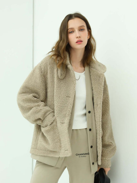 Soft Khaki Teddy Fleece Jacket-0