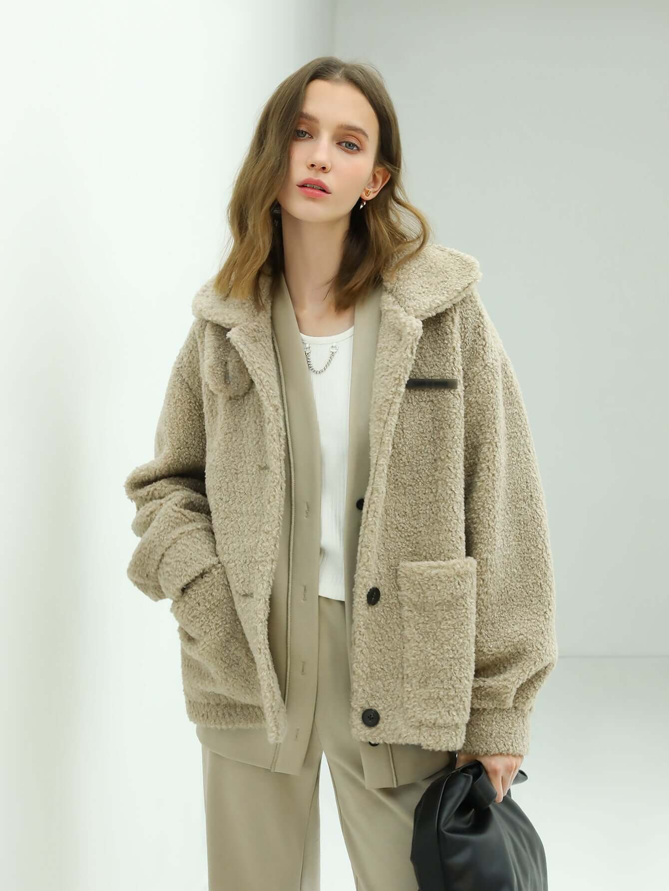 Soft Khaki Teddy Fleece Jacket-1