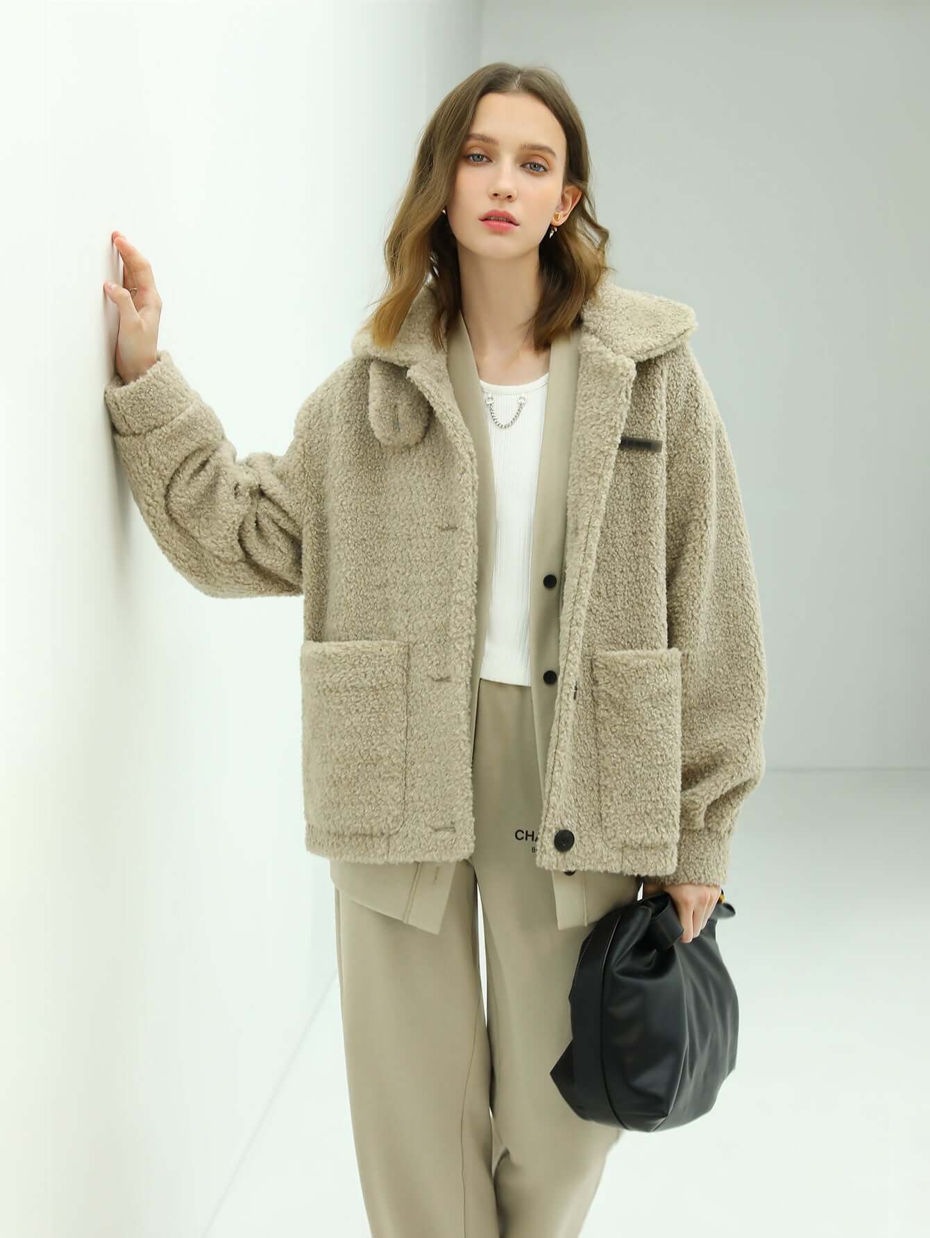 Soft Khaki Teddy Fleece Jacket-2
