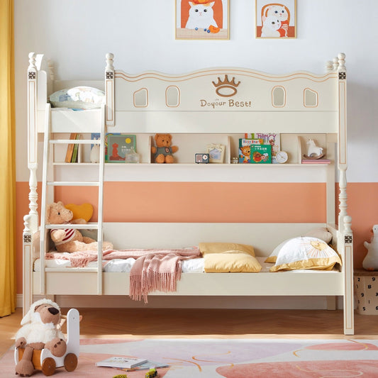 Solid Wood Bunk Bed with Mattress for Kids-0